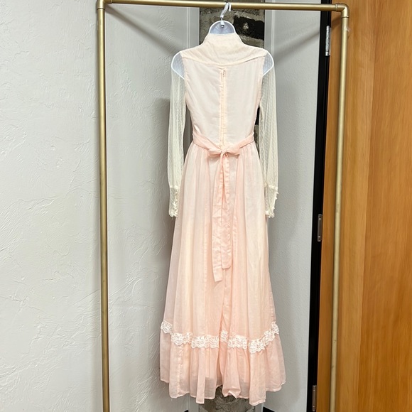 Vintage Gunne Sax Corset Long Sleeve Pink Maxi Dress - Picture 8 of 16